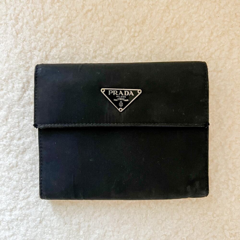 PRADA Black Nylon and Leather Wallet
